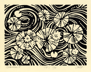 Waterlilies block print
